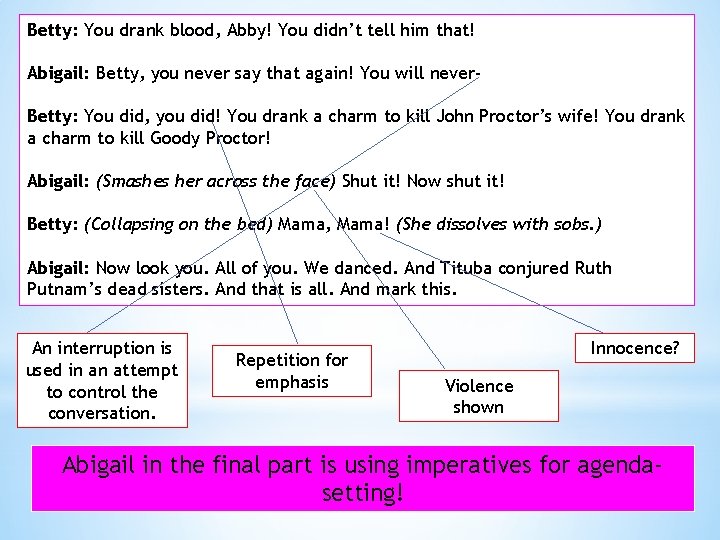 Betty: You drank blood, Abby! You didn’t tell him that! Abigail: Betty, you never Betty: You drank blood, Abby! You didn’t tell him that! Abigail: Betty, you never