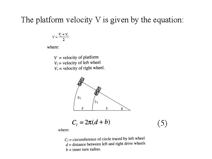 The platform velocity V is given by the equation: (5) 