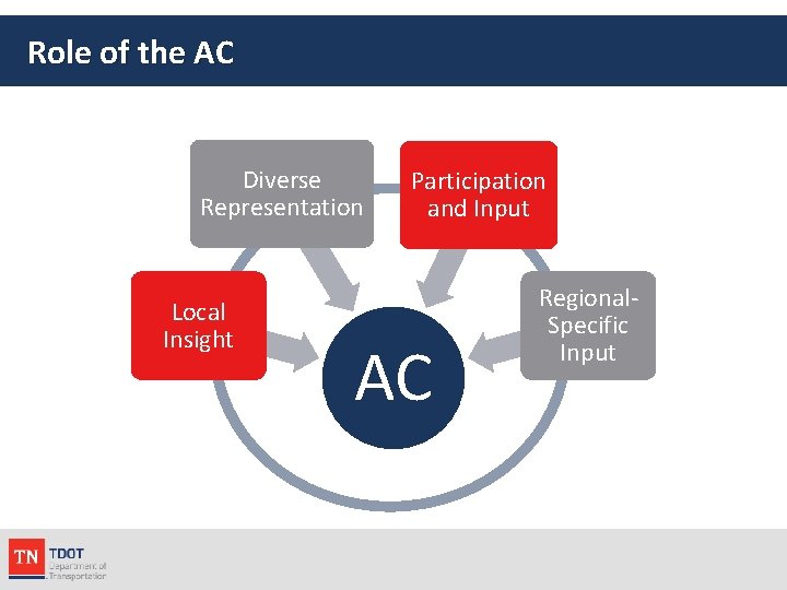 Role of the AC Diverse Representation Local Insight Participation and Input AC Regional. Specific