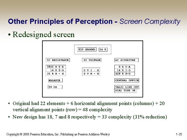 Other Principles of Perception - Screen Complexity • Redesigned screen • Original had 22