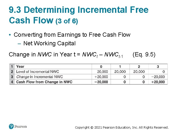 9. 3 Determining Incremental Free Cash Flow (3 of 6) • Converting from Earnings