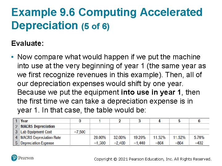 Example 9. 6 Computing Accelerated Depreciation (5 of 6) Evaluate: • Now compare what