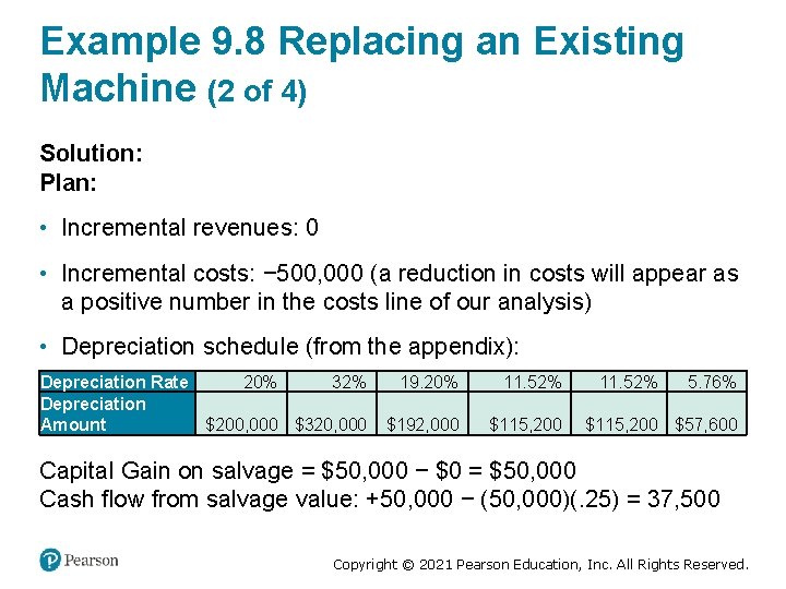 Example 9. 8 Replacing an Existing Machine (2 of 4) Solution: Plan: • Incremental