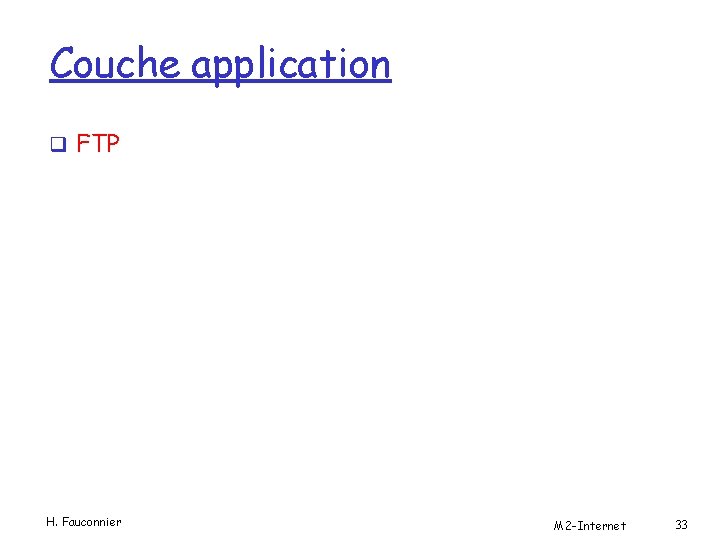 Couche application q FTP H. Fauconnier M 2 -Internet 33 