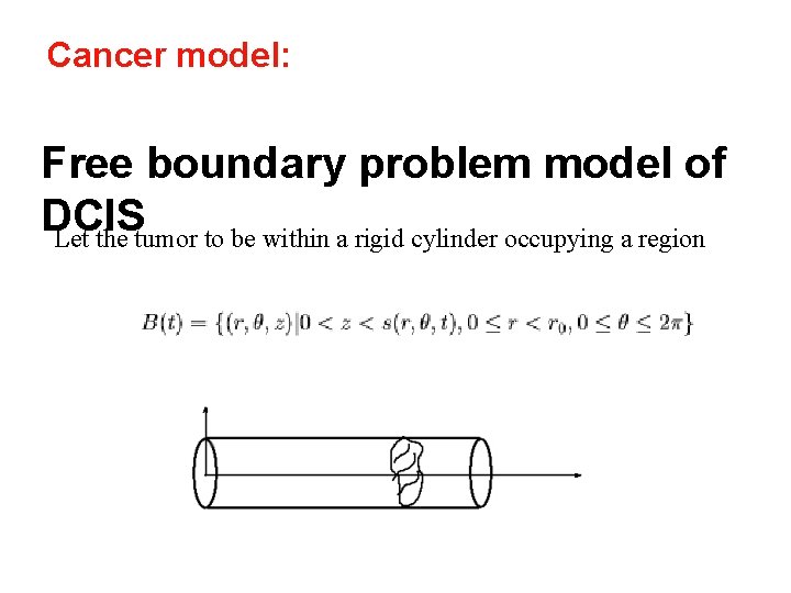 Cancer model: Free boundary problem model of DCIS Let the tumor to be within