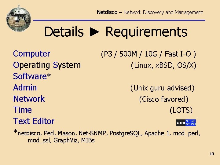 Netdisco – Network Discovery and Management Details ► Requirements Computer (P 3 / 500