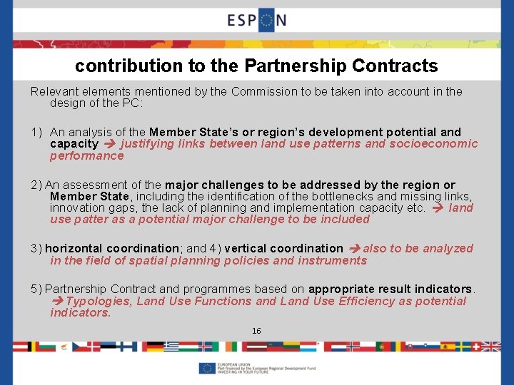 contribution to the Partnership Contracts Relevant elements mentioned by the Commission to be taken