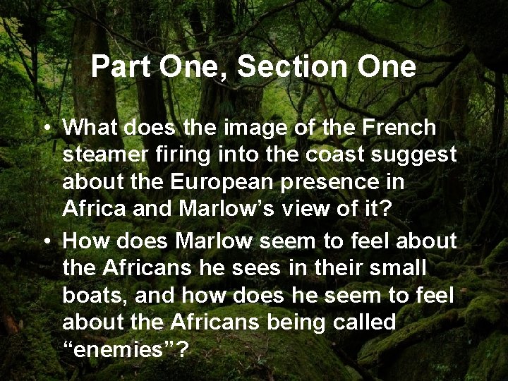 Part One, Section One • What does the image of the French steamer firing