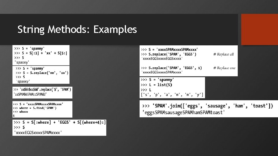 String Methods: Examples 