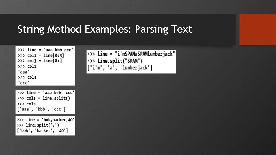 String Method Examples: Parsing Text 