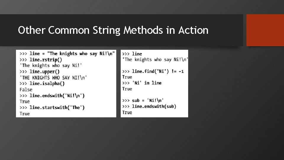 Other Common String Methods in Action 