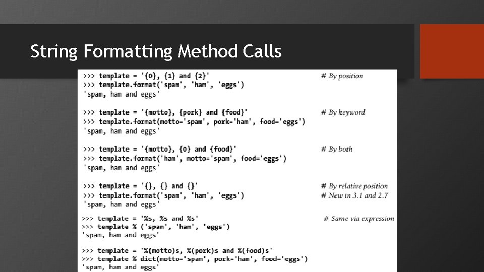 String Formatting Method Calls 