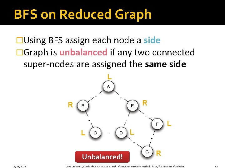 BFS on Reduced Graph �Using BFS assign each node a side �Graph is unbalanced
