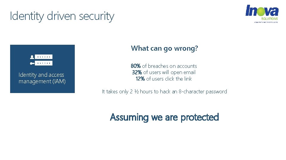 Identity driven security What can go wrong? Identity and access management (IAM) 80% of