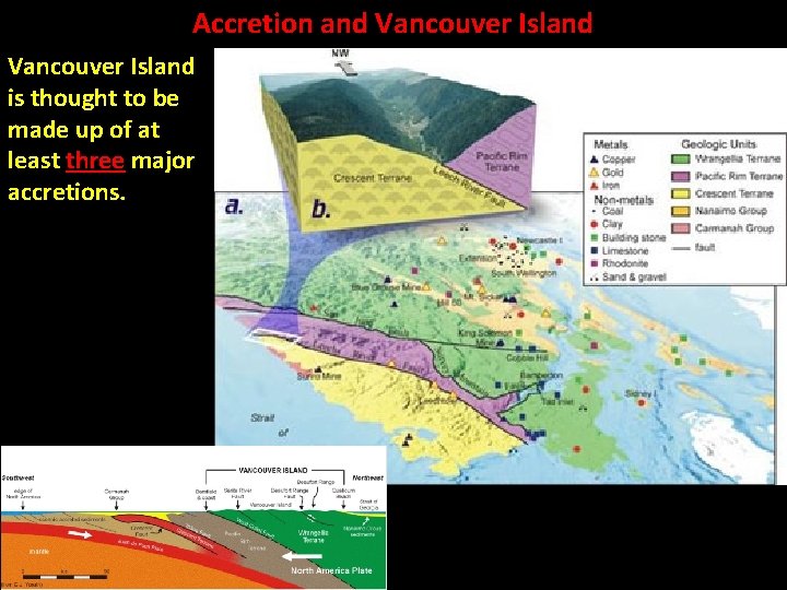Accretion and Vancouver Island is thought to be made up of at least three
