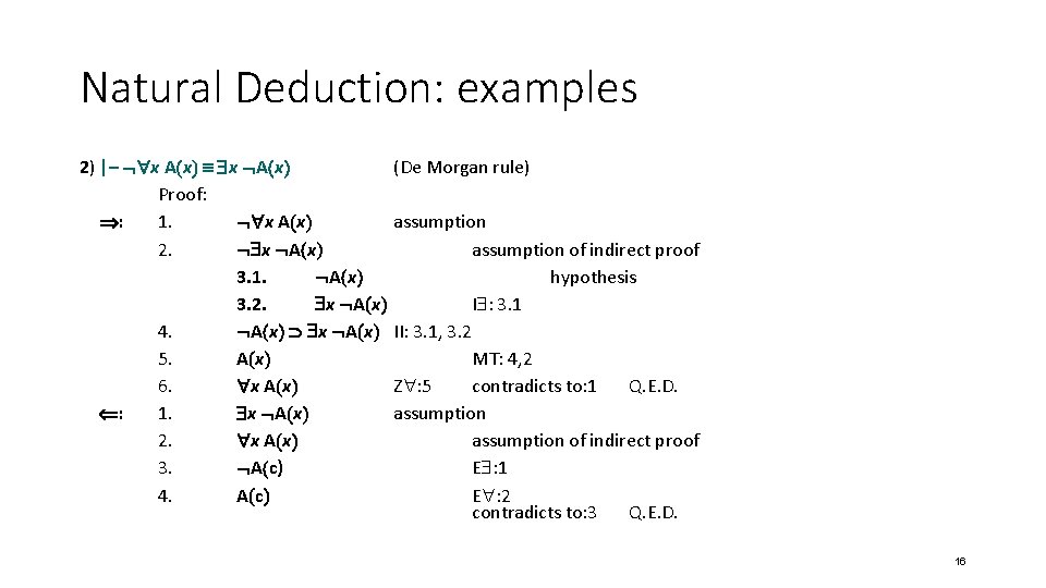 Natural Deduction: examples 2) |– x A x Proof: : 1. x A x