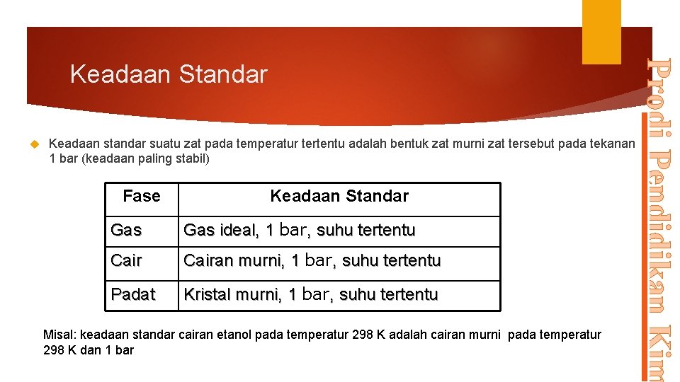  Keadaan standar suatu zat pada temperatur tertentu adalah bentuk zat murni zat tersebut