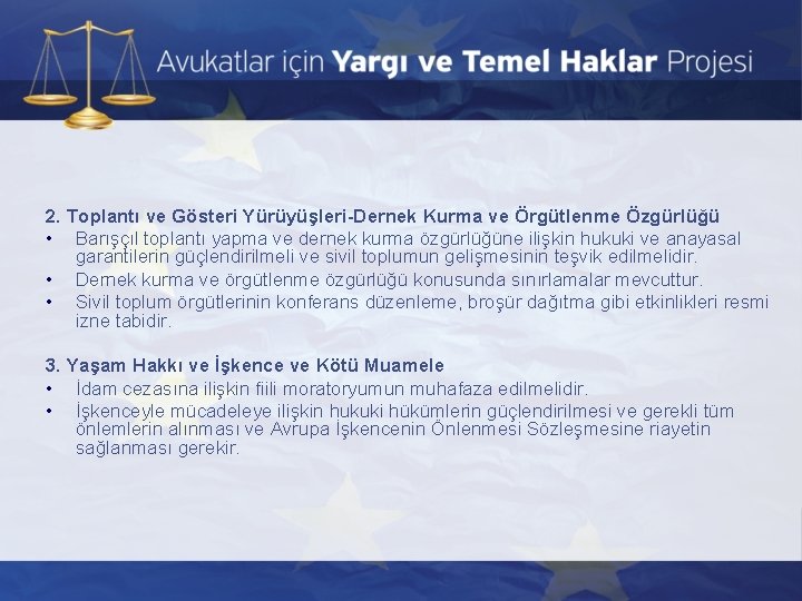 2. Toplantı ve Gösteri Yürüyüşleri-Dernek Kurma ve Örgütlenme Özgürlüğü • Barışçıl toplantı yapma ve