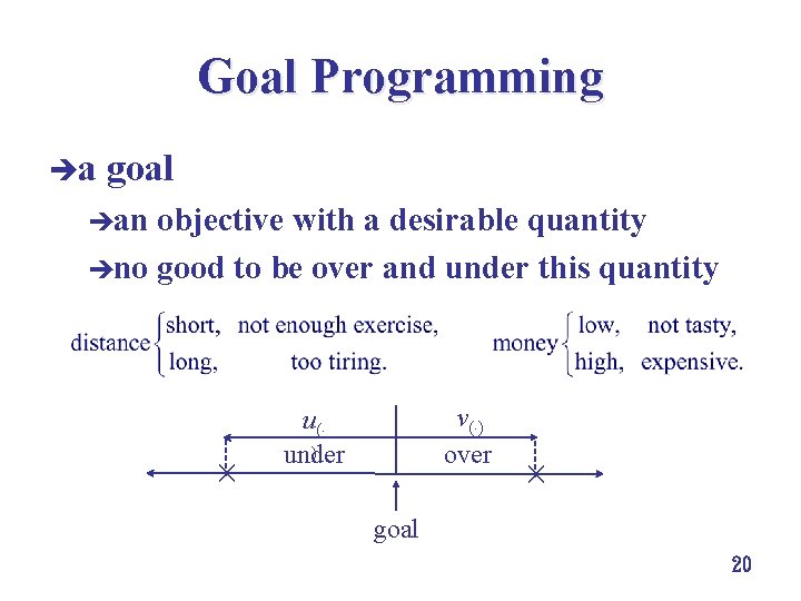 Goal Programming èa goal èan objective with a desirable quantity èno good to be