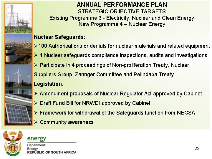 ANNUAL PERFORMANCE PLAN STRATEGIC OBJECTIVE TARGETS Existing Programme 3 - Electricity, Nuclear and Clean