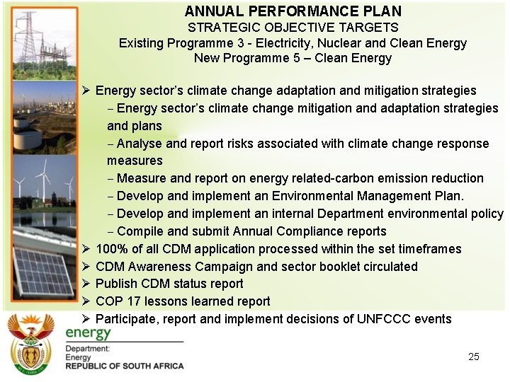 ANNUAL PERFORMANCE PLAN STRATEGIC OBJECTIVE TARGETS Existing Programme 3 - Electricity, Nuclear and Clean