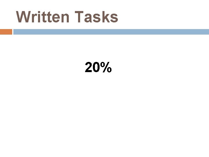 Written Tasks 20% 