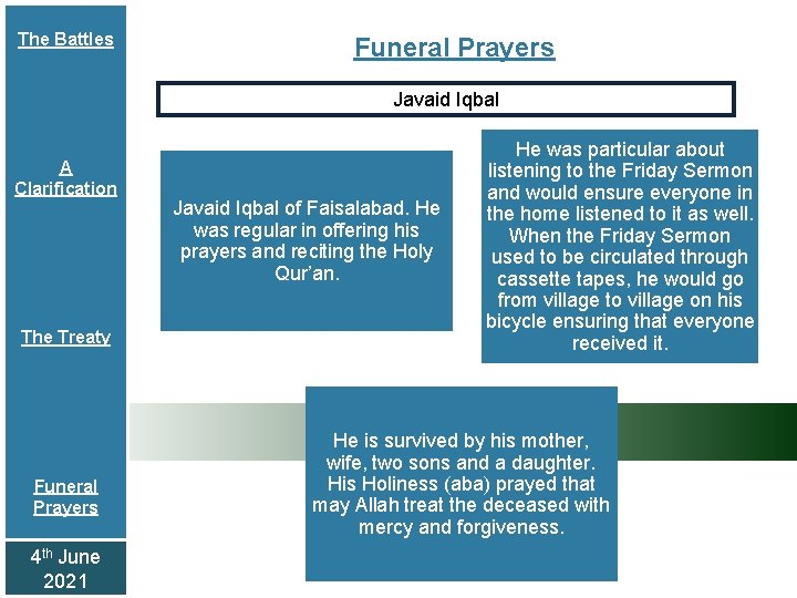 The Battles Funeral Prayers Javaid Iqbal A Clarification The Treaty Funeral Prayers 4 th