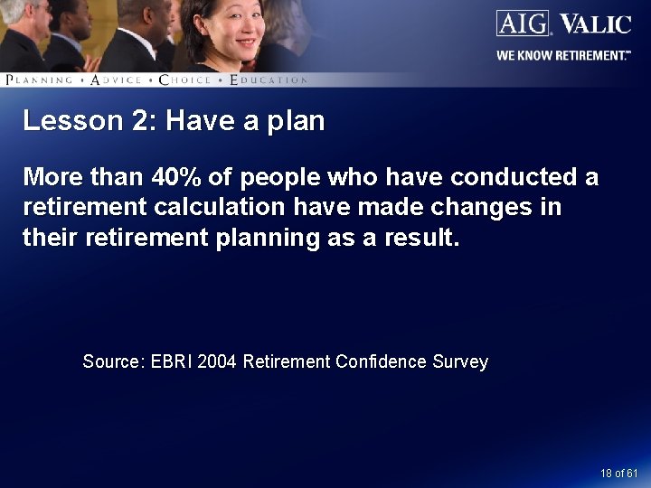 Lesson 2: Have a plan More than 40% of people who have conducted a