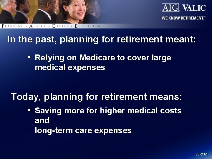 In the past, planning for retirement meant: Relying on Medicare to cover large medical