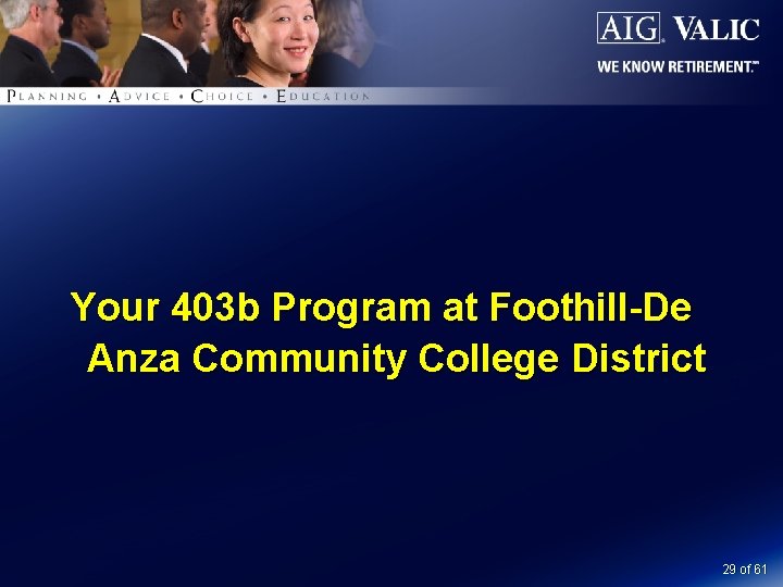 Your 403 b Program at Foothill-De Anza Community College District 29 of 61 
