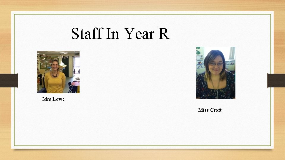 Staff In Year R Mrs Lowe Miss Croft 