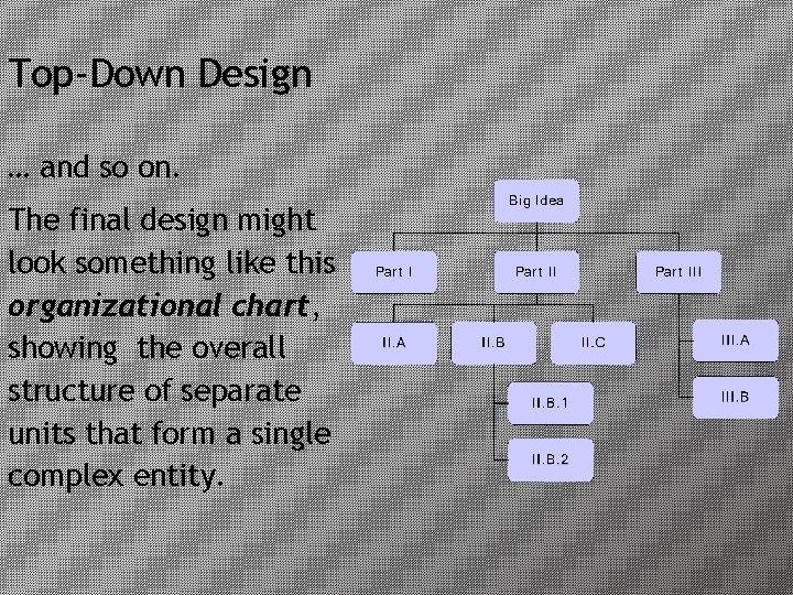 Top-Down Design … and so on. The final design might look something like this