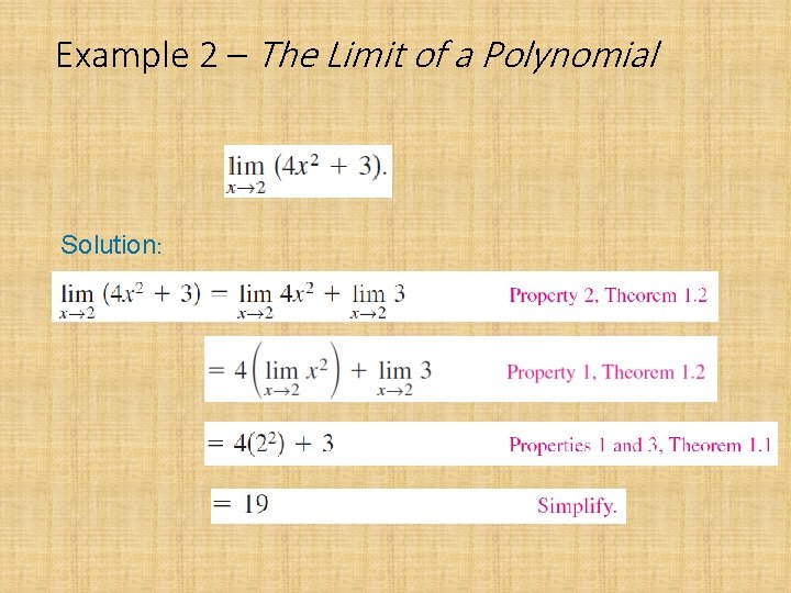 Example 2 – The Limit of a Polynomial Solution: 