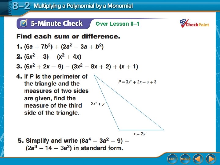 Over Lesson 8– 1 