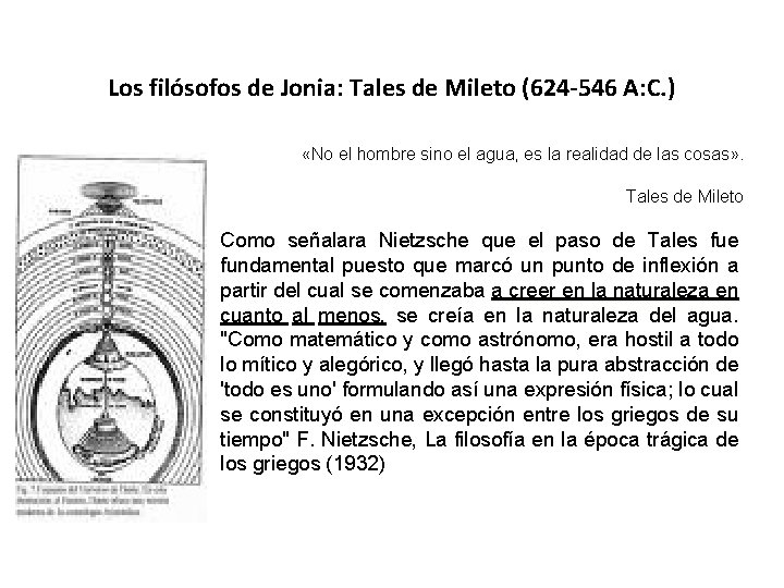 Los filósofos de Jonia: Tales de Mileto (624 -546 A: C. ) «No el