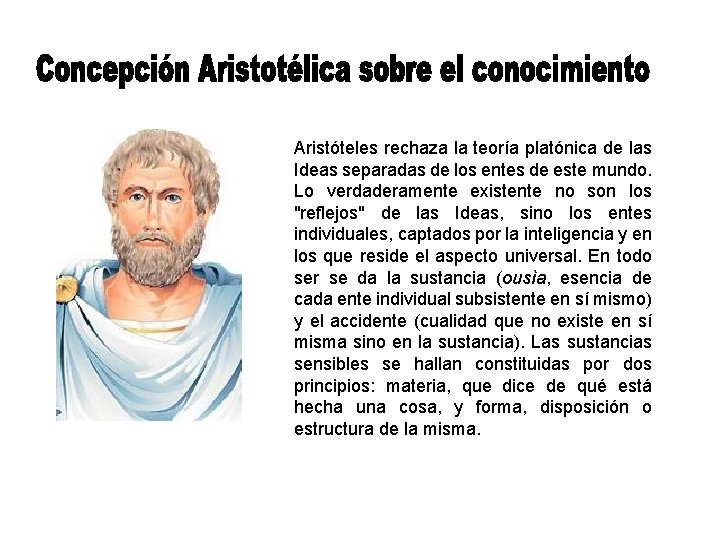 Aristóteles rechaza la teoría platónica de las Ideas separadas de los entes de este