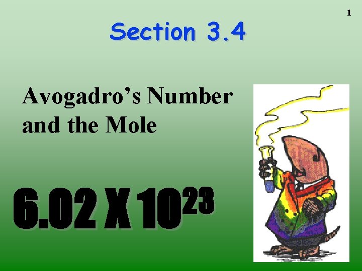 Section 3. 4 Avogadro’s Number and the Mole 23 6. 02 X 10 1