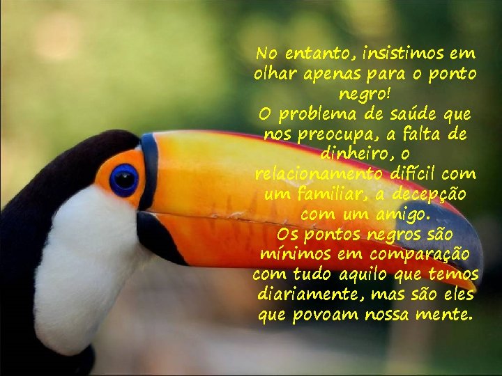 No entanto, insistimos em olhar apenas para o ponto negro! O problema de saúde