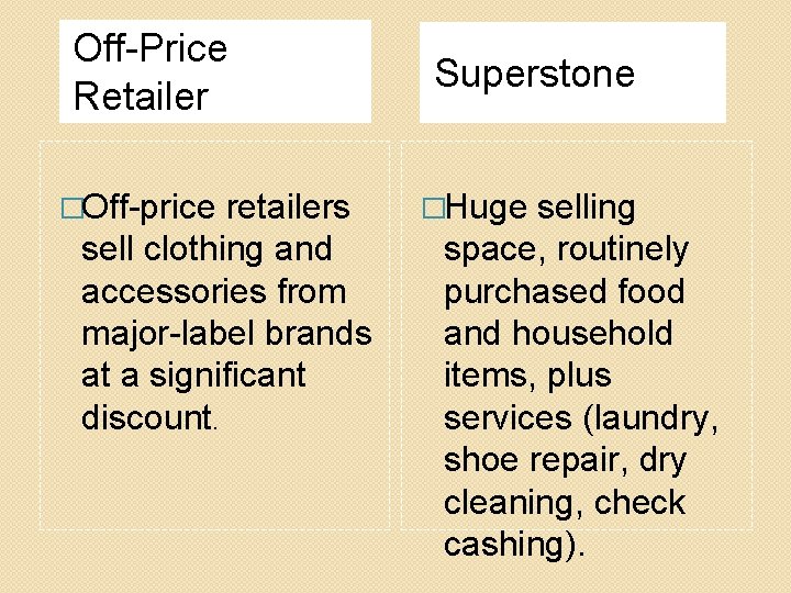 Off-Price Retailer �Off-price retailers sell clothing and accessories from major-label brands at a significant