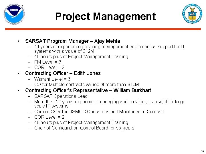Project Management • SARSAT Program Manager – Ajay Mehta – 11 years of experience