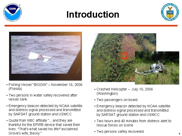 Introduction • Fishing Vessel “BIGGIN” – November 16, 2006 (Florida) • Two persons in