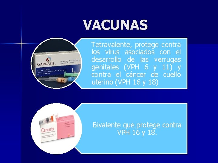 VACUNAS Tetravalente, protege contra los virus asociados con el desarrollo de las verrugas genitales