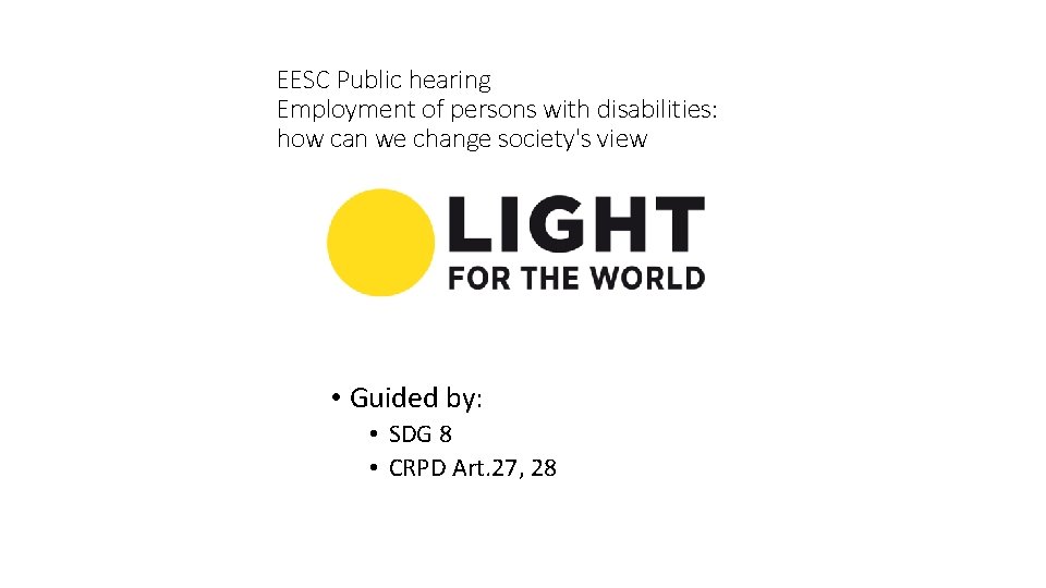 EESC Public hearing Employment of persons with disabilities: how can we change society's view