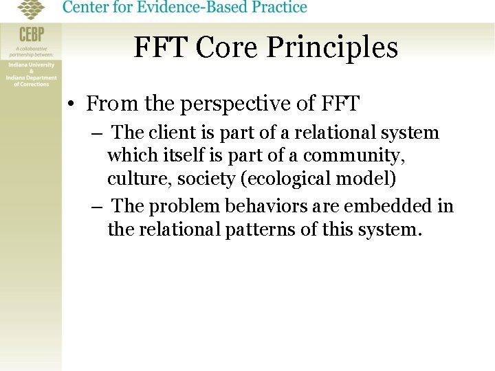 FFT Core Principles • From the perspective of FFT – The client is part