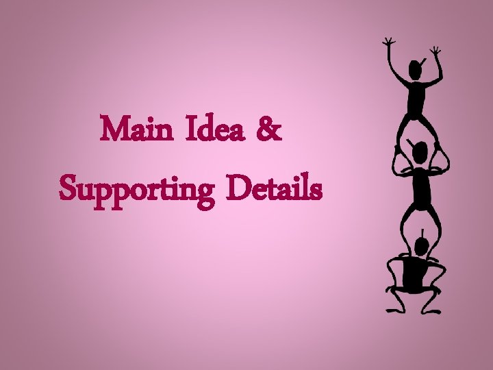 Main Idea & Supporting Details 