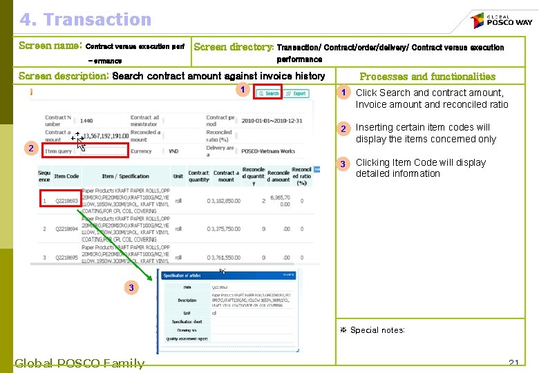4. Transaction Screen name: Contract versus execution perf Screen directory: Transaction/ Contract/order/delivery/ Contract versus
