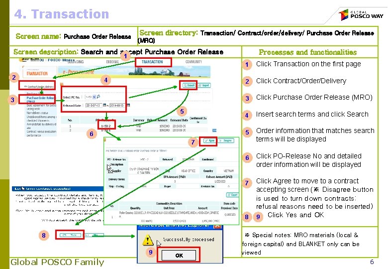 4. Transaction Screen directory: Transaction/ Contract/order/delivery/ Purchase Order Release Screen name: Purchase Order Release