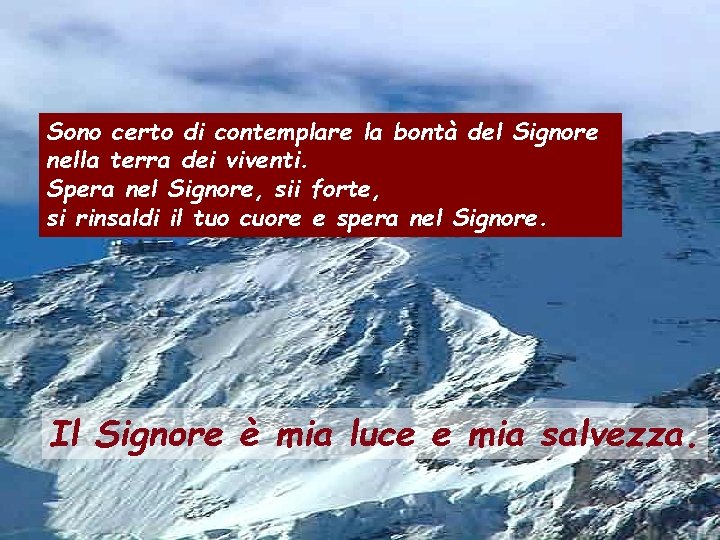 Sono certo di contemplare la bontà del Signore nella terra dei viventi. Spera nel