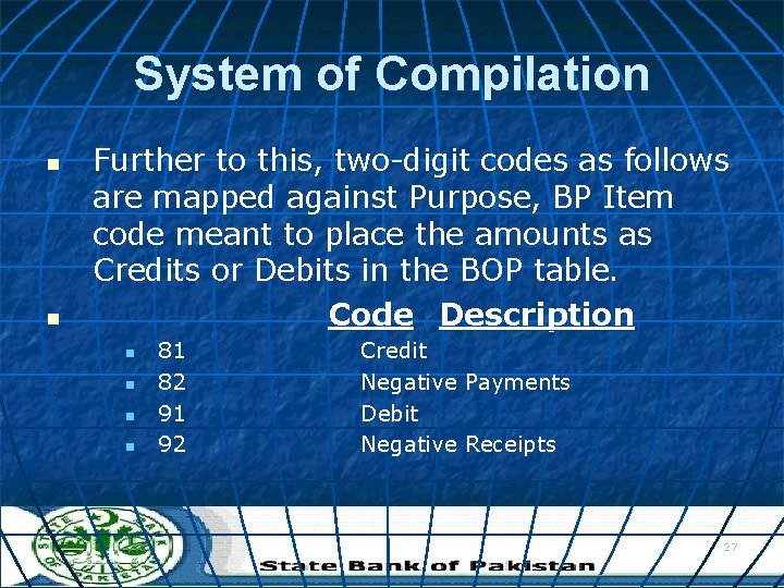 Bop Code List 1 Pakistans Balance of Payments Presentation for Collaboration