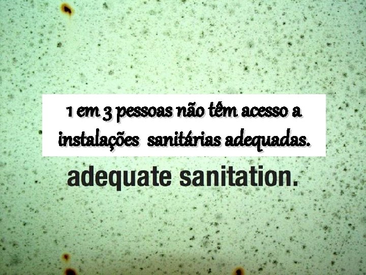 1 em 3 pessoas não têm acesso a instalações sanitárias adequadas. 